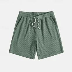 Men's Waffle Shorts Summer Shorts Casual Shorts Pocket Elastic Waist Drawstring Plain Comfort Breathable Short Vacation Holiday Casual Army Green Apricot