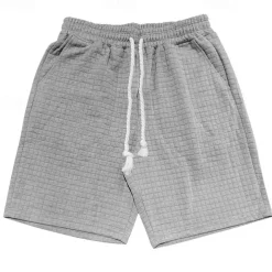 Men's Waffle Shorts Sweat Shorts Shorts Summer Shorts Beach Shorts Pocket Drawstring Elastic Waist Plain Comfort Breathable Short Outdoor Sports Classic Casual Black White