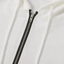 Men's Waffle Tee T Shirt Zip Up Hoodies Long Sleeve Hoodie Spring Fall Spring & Fall Solid Color Knitwear Daily Color-Blocking Outdoor Causal Casual Black White Light Gray Top Tee for Men