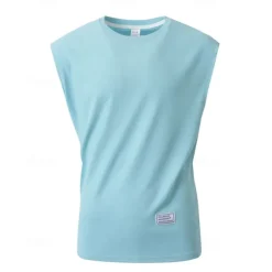 Men's Waffle Tee Tank Top Vest Top Undershirt Sleeveless Crew Neck Summer Plain Fashion Designer Basic Classic Vacation Street Going out Black White Pink Top Tee for Men