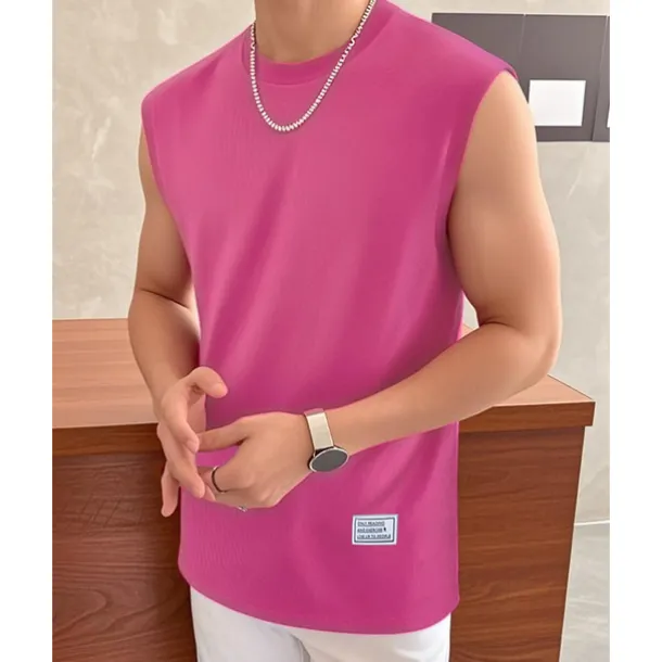 Men's Waffle Tee Tank Top Vest Top Undershirt Sleeveless Crew Neck Summer Plain Fashion Designer Basic Classic Vacation Street Going out Black White Pink Top Tee for Men