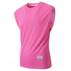 Men's Waffle Tee Tank Top Vest Top Undershirt Sleeveless Crew Neck Summer Plain Fashion Designer Basic Classic Vacation Street Going out Black White Pink Top Tee for Men