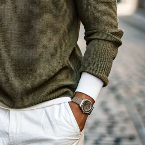 Men's Waffle T-shirt Quarter Zip Tee Tee Top Long Sleeve Shirt Long Sleeve Crewneck Spring & Fall Color Block Fashion Designer Basic Zipper Fake two piece Vacation Street Going out Dark Brown Army