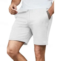 Men's Waffle Waffle Shorts Sweat Shorts Basketball Shorts Pocket Drawstring Elastic Waist Plain Comfort Quick Dry Short Holiday Beach Weekend Fashion Casual ArmyGreen Black Micro-elastic