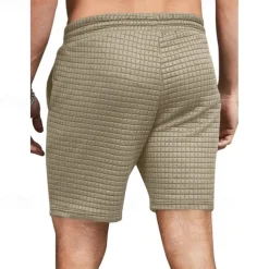 Men's Waffle Waffle Shorts Sweat Shorts Basketball Shorts Pocket Drawstring Elastic Waist Plain Comfort Quick Dry Short Holiday Beach Weekend Fashion Casual ArmyGreen Black Micro-elastic