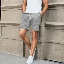 Men's Waffle Waffle Shorts Sweat Shorts Basketball Shorts Pocket Drawstring Elastic Waist Plain Comfort Quick Dry Short Holiday Beach Weekend Fashion Casual ArmyGreen Black Micro-elastic