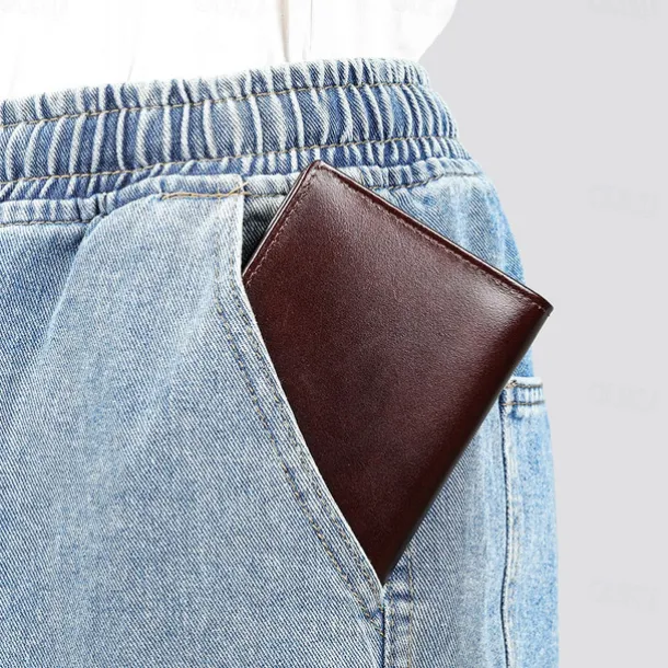 Men's Wallet Coin Purse Credit Card Holder Wallet Envelope Bag Cowhide Shopping Daily Large Capacity Waterproof Lightweight Black Coffee