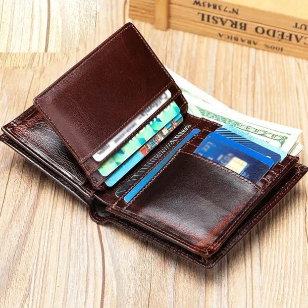 Men's Wallet Coin Purse Credit Card Holder Wallet Envelope Bag Cowhide Shopping Daily Large Capacity Waterproof Lightweight Black Coffee