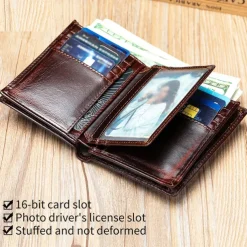 Men's Wallet Coin Purse Credit Card Holder Wallet Envelope Bag Cowhide Shopping Daily Large Capacity Waterproof Lightweight Black Coffee