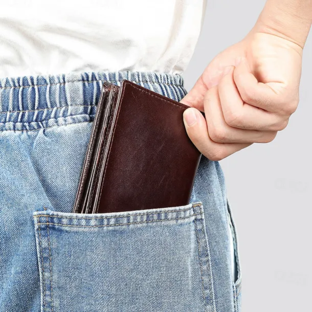 Men's Wallet Coin Purse Credit Card Holder Wallet Envelope Bag Cowhide Shopping Daily Large Capacity Waterproof Lightweight Black Coffee