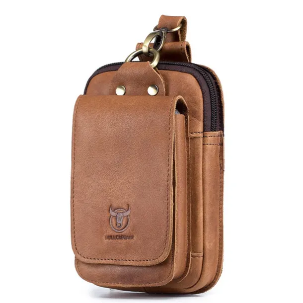 Men's Wallet Coin Purse Mobile Phone Bag Belt Bag Cowhide Shopping Solid Color Black Brown