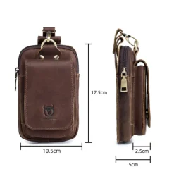 Men's Wallet Coin Purse Mobile Phone Bag Belt Bag Cowhide Shopping Solid Color Black Brown
