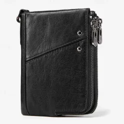 Men's Wallet Credit Card Holder Wallet Leather Cowhide Office Shopping Daily Rivet Zipper Large Capacity RFID Blocking Solid Color Black Red Brown