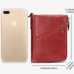 Men's Wallet Credit Card Holder Wallet Leather Cowhide Office Shopping Daily Rivet Zipper Large Capacity RFID Blocking Solid Color Black Red Brown