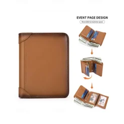 Men's Wallet Credit Card Holder Wallet Leather Cowhide Office Casual Daily Multiple pockets Large Capacity RFID Blocking Solid Color Color rubbing Light Brown Black Brown