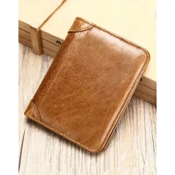Men's Wallet Credit Card Holder Wallet Leather Cowhide Office Casual Daily Multiple pockets Large Capacity RFID Blocking Solid Color Color rubbing Light Brown Black Brown