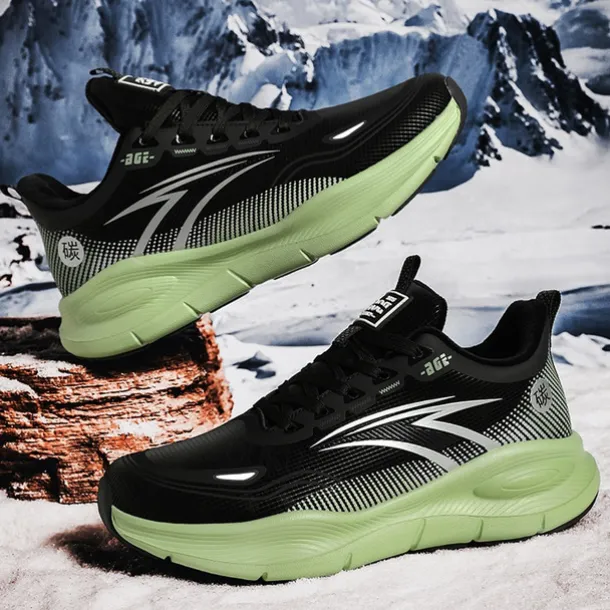 Men's Warm Lined Running Sneakers, Lightweight Cushioned Athletic Shoes with Lace-Up Design for Winter Outdoor Sports and Daily Wear