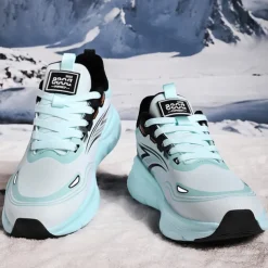 Men's Warm Lined Running Sneakers, Lightweight Cushioned Athletic Shoes with Lace-Up Design for Winter Outdoor Sports and Daily Wear