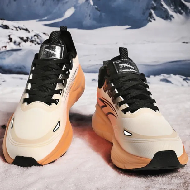 Men's Warm Lined Running Sneakers, Lightweight Cushioned Athletic Shoes with Lace-Up Design for Winter Outdoor Sports and Daily Wear