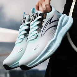 Men's Warm Lined Running Sneakers, Lightweight Cushioned Athletic Shoes with Lace-Up Design for Winter Outdoor Sports and Daily Wear