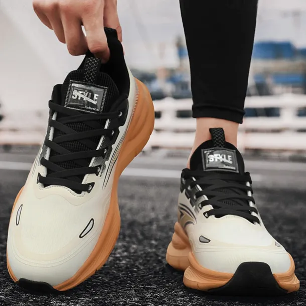 Men's Warm Lined Running Sneakers, Lightweight Cushioned Athletic Shoes with Lace-Up Design for Winter Outdoor Sports and Daily Wear