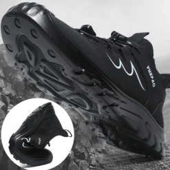 Men's Warm Waterproof Athletic Sneakers with Faux Fur Lining, Non-Slip Sole, and Lace-Up Closure – Ideal for Winter Outdoor Activities