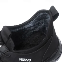 Men's Warm Waterproof Athletic Sneakers with Faux Fur Lining, Non-Slip Sole, and Lace-Up Closure – Ideal for Winter Outdoor Activities