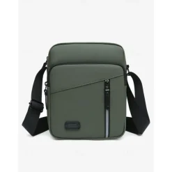Men's Waterproof Crossbody Messenger Bag with Multiple Zipper Pockets – Durable Outdoor Travel Shoulder Bag in Olive Green