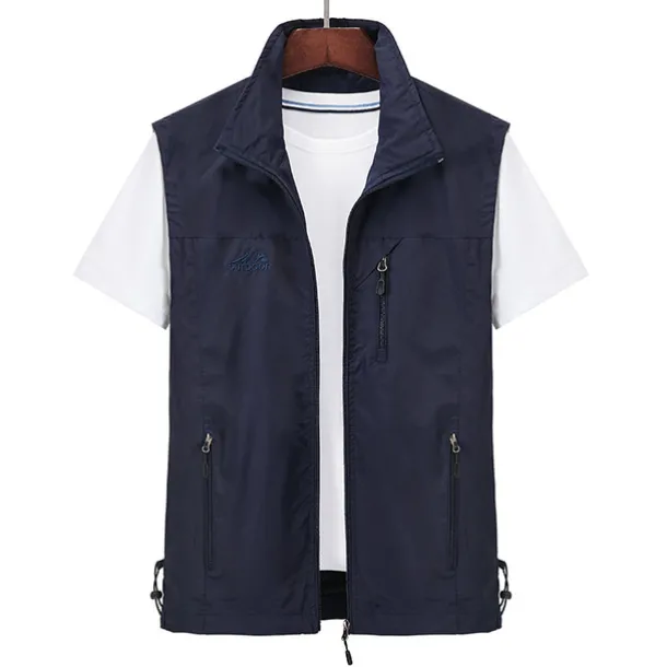 Men's Waterproof Fishing Vest Hiking Vest Sleeveless Outerwear Jacket Zip Top Outdoor Windproof Ultra Light (UL) Quick Dry Autumn / Fall Spring Back Venting Design Chinlon Solid Color Red Army Green