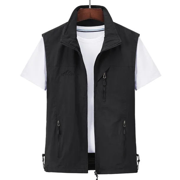 Men's Waterproof Fishing Vest Hiking Vest Sleeveless Outerwear Jacket Zip Top Outdoor Windproof Ultra Light (UL) Quick Dry Autumn / Fall Spring Back Venting Design Chinlon Solid Color Red Army Green