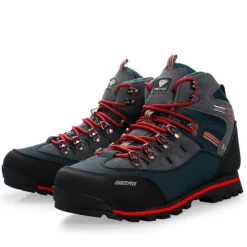 Men's Waterproof Hiking Boots with Red Laces - Durable Outdoor Footwear for Rugged Terrain