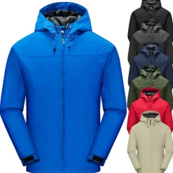 Men's Waterproof Hiking Jacket Gorpcore Hooded Jacket Windbreaker Raincoat Outdoor Rain Jacket Windproof Quick Dry Lightweight Jacket Outerwear Trench Coat Top Full Zip Fishing