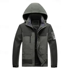 Men's Waterproof Hiking Jacket Rain Jacket Hiking Windbreaker Outdoor Waterproof Windproof Breathable Quick Dry Outerwear Trench Coat Top Fishing Climbing Ivory white Black Orange Army Green