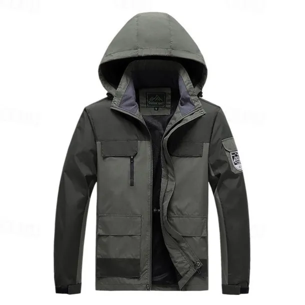 Men's Waterproof Hiking Jacket Rain Jacket Hiking Windbreaker Outdoor Waterproof Windproof Breathable Quick Dry Outerwear Trench Coat Top Fishing Climbing Ivory white Black Orange Army Green