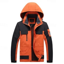Men's Waterproof Hiking Jacket Rain Jacket Hiking Windbreaker Outdoor Waterproof Windproof Breathable Quick Dry Outerwear Trench Coat Top Fishing Climbing Ivory white Black Orange Army Green