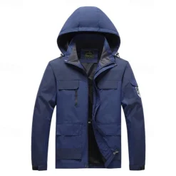 Men's Waterproof Hiking Jacket Rain Jacket Hiking Windbreaker Outdoor Waterproof Windproof Breathable Quick Dry Outerwear Trench Coat Top Fishing Climbing Ivory white Black Orange Army Green