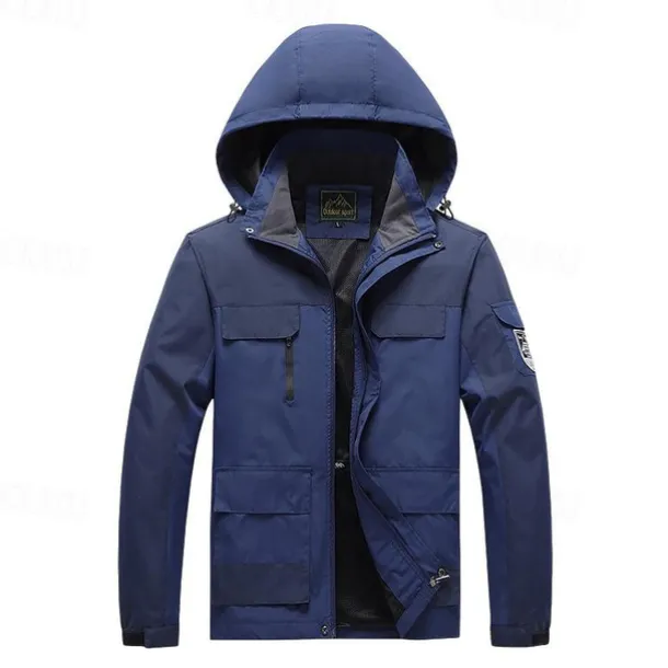 Men's Waterproof Hiking Jacket Rain Jacket Hiking Windbreaker Outdoor Waterproof Windproof Breathable Quick Dry Outerwear Trench Coat Top Fishing Climbing Ivory white Black Orange Army Green