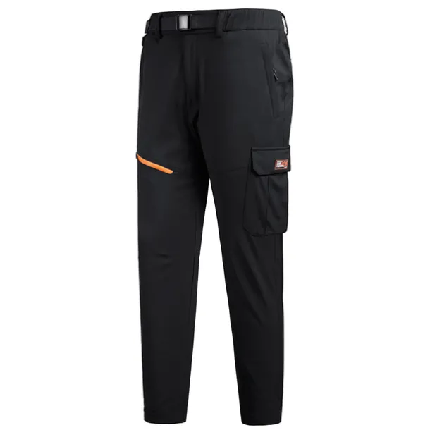 Men's Waterproof Hiking Pants Fleece Lined Pants Softshell Pants Winter Outdoor Regular Fit Thermal Warm Fleece Lining Detachable Fleece Breathable Pants / Trousers Bottoms Dark Grey Black / Orange