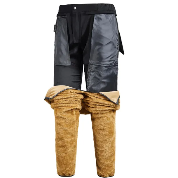 Men's Waterproof Hiking Pants Fleece Lined Pants Softshell Pants Winter Outdoor Regular Fit Thermal Warm Fleece Lining Detachable Fleece Breathable Pants / Trousers Bottoms Dark Grey Black / Orange
