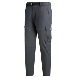 Men's Waterproof Hiking Pants Fleece Lined Pants Softshell Pants Winter Outdoor Regular Fit Thermal Warm Fleece Lining Detachable Fleece Breathable Pants / Trousers Bottoms Dark Grey Black / Orange