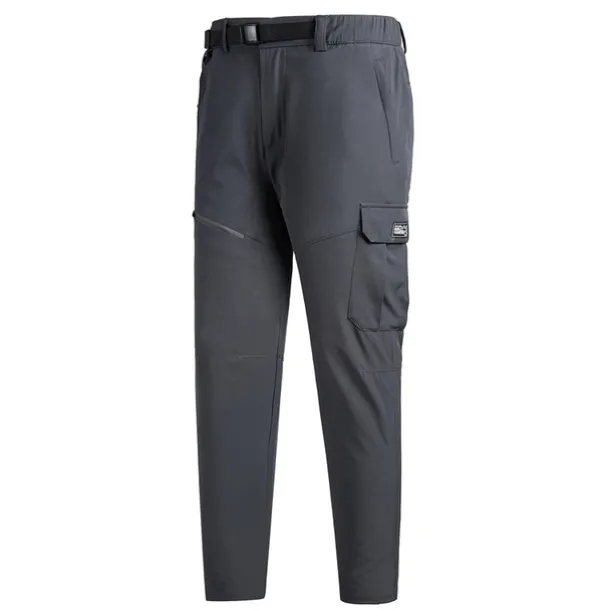 Men's Waterproof Hiking Pants Fleece Lined Pants Softshell Pants Winter Outdoor Regular Fit Thermal Warm Fleece Lining Detachable Fleece Breathable Pants / Trousers Bottoms Dark Grey Black / Orange