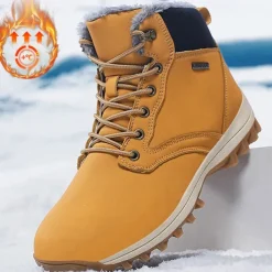 Men's Waterproof Insulated Winter Boots with Non-Slip Rubber Sole and Faux Fur Lining for Outdoor Hiking