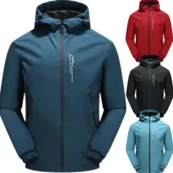 mens waterproof rain jacket gorpcore outdoor lightweight shell raincoat packable zip up hooded hiking running trench coat blue