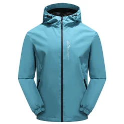 mens waterproof rain jacket gorpcore outdoor lightweight shell raincoat packable zip up hooded hiking running trench coat blue