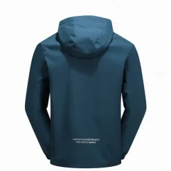 mens waterproof rain jacket gorpcore outdoor lightweight shell raincoat packable zip up hooded hiking running trench coat blue