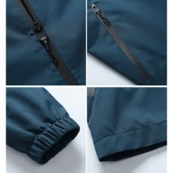 mens waterproof rain jacket gorpcore outdoor lightweight shell raincoat packable zip up hooded hiking running trench coat blue