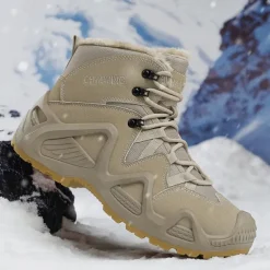 Men's Waterproof Winter Hiking Boots with Fur Lining – Insulated Outdoor Snow Boots for Cold Weather