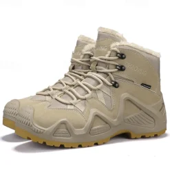 Men's Waterproof Winter Hiking Boots with Fur Lining – Insulated Outdoor Snow Boots for Cold Weather