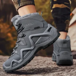 Men's Waterproof Winter Hiking Boots with Fur Lining – Insulated Outdoor Snow Boots for Cold Weather