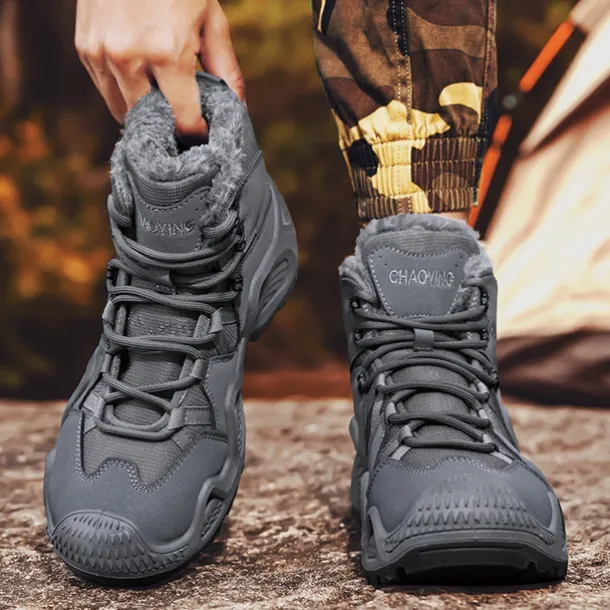 Men's Waterproof Winter Hiking Boots with Fur Lining – Insulated Outdoor Snow Boots for Cold Weather